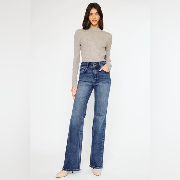 Kancan Jeans Women’s 25 Onyx Ultra High Rise Wide Flare Jean - Picture 1 of 11